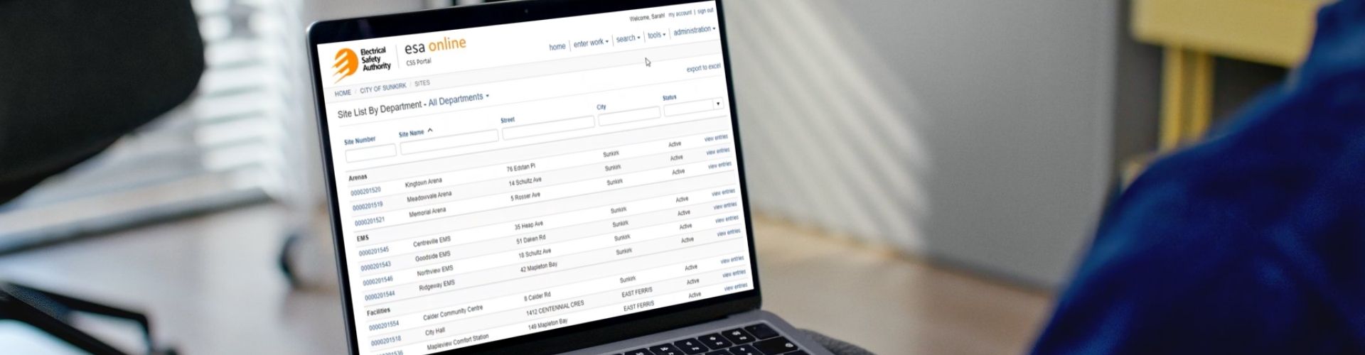 image of logbook on a laptop screen