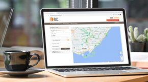 laptop with map